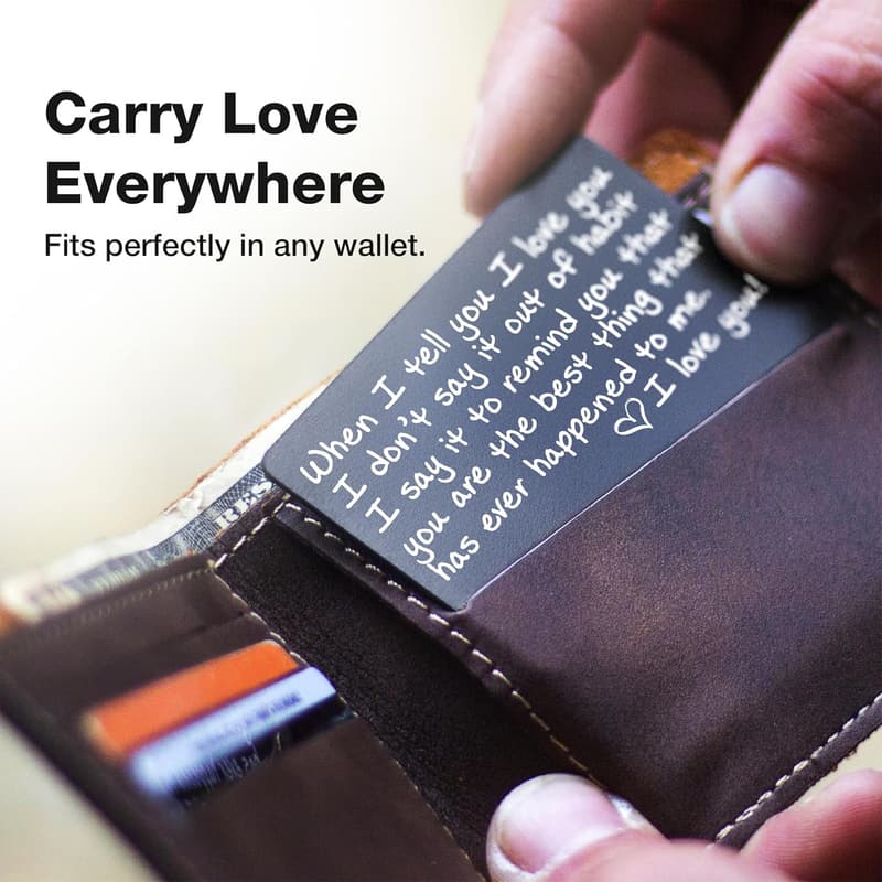 Valentine's Card for Wallet - Engraved Anniversary Gift