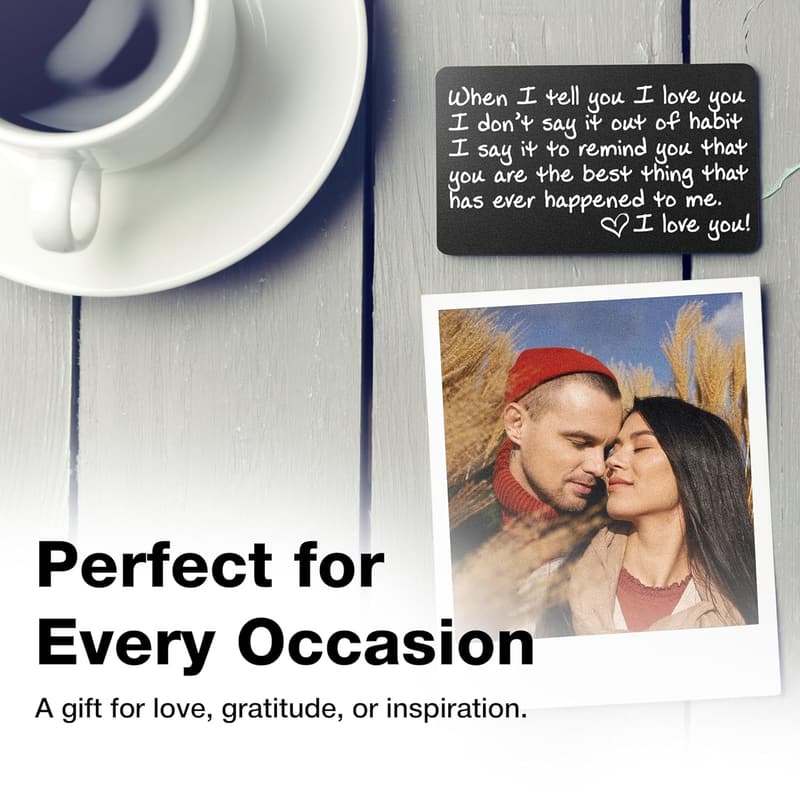 Valentine's Card for Wallet - Engraved Anniversary Gift