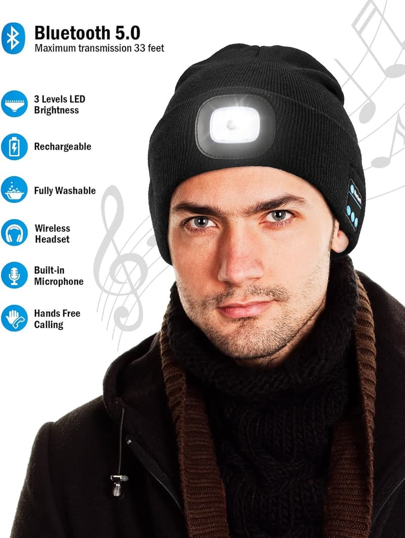 Christmas Bluetooth Beanie with LED and Headphones