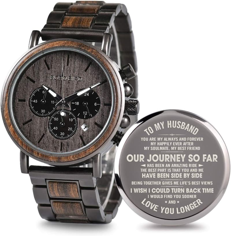 Anniversary Engraved Wooden Watch for Men