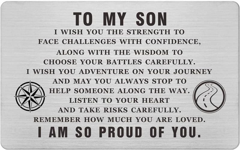 Graduation Engraved Metal Card for Son