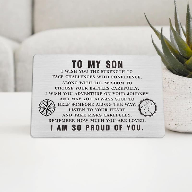 Graduation Engraved Metal Card for Son