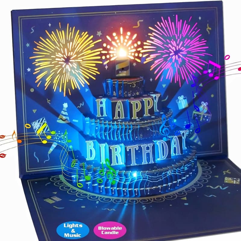 Birthday Pop-Up Card with LED & Music