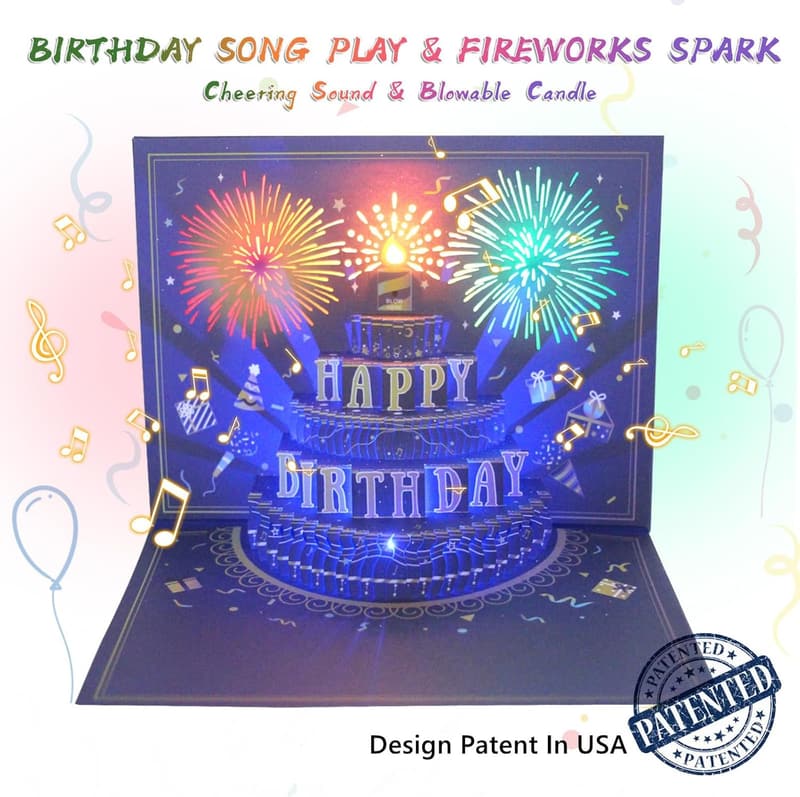 Birthday Pop-Up Card with LED & Music