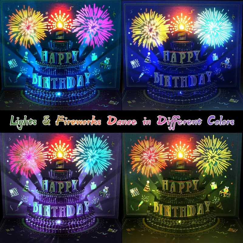 Birthday Pop-Up Card with LED & Music