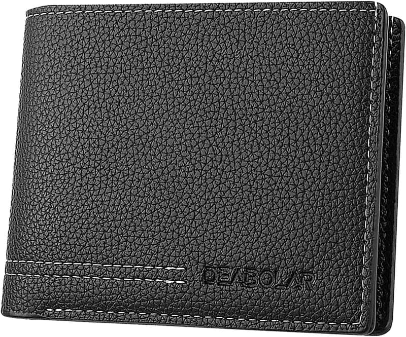 Men's Slim Black PU Wallet - 4 Card, 2 Cash, ID Pocket