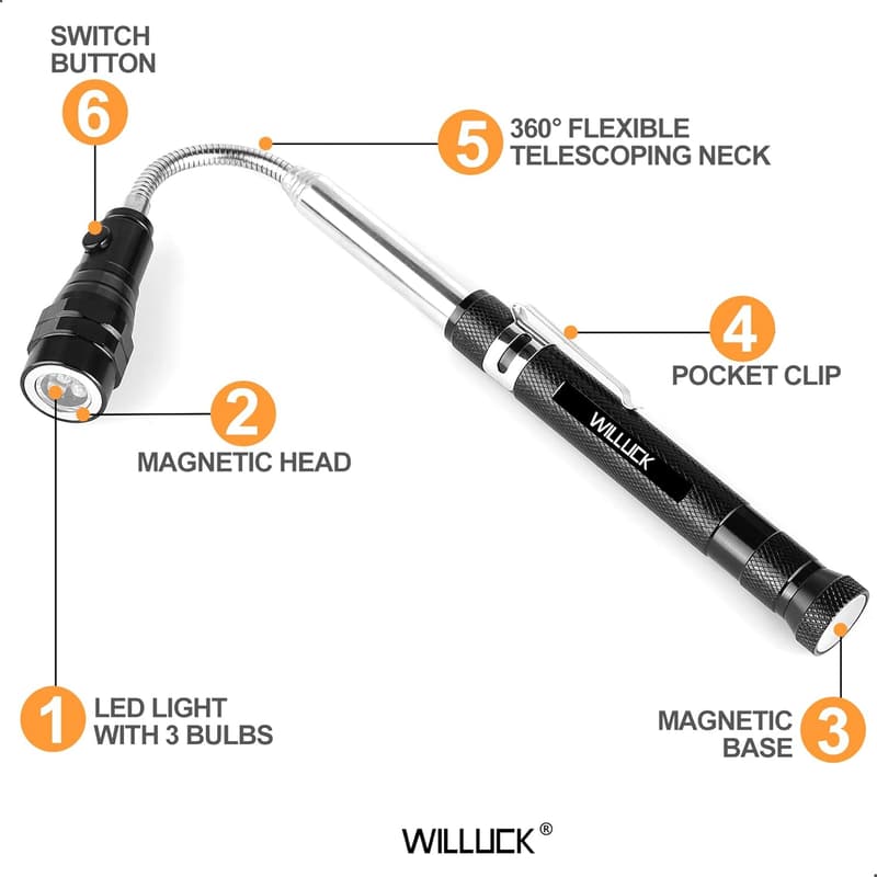 Birthday Magnetic Pickup Tool with LED for Men