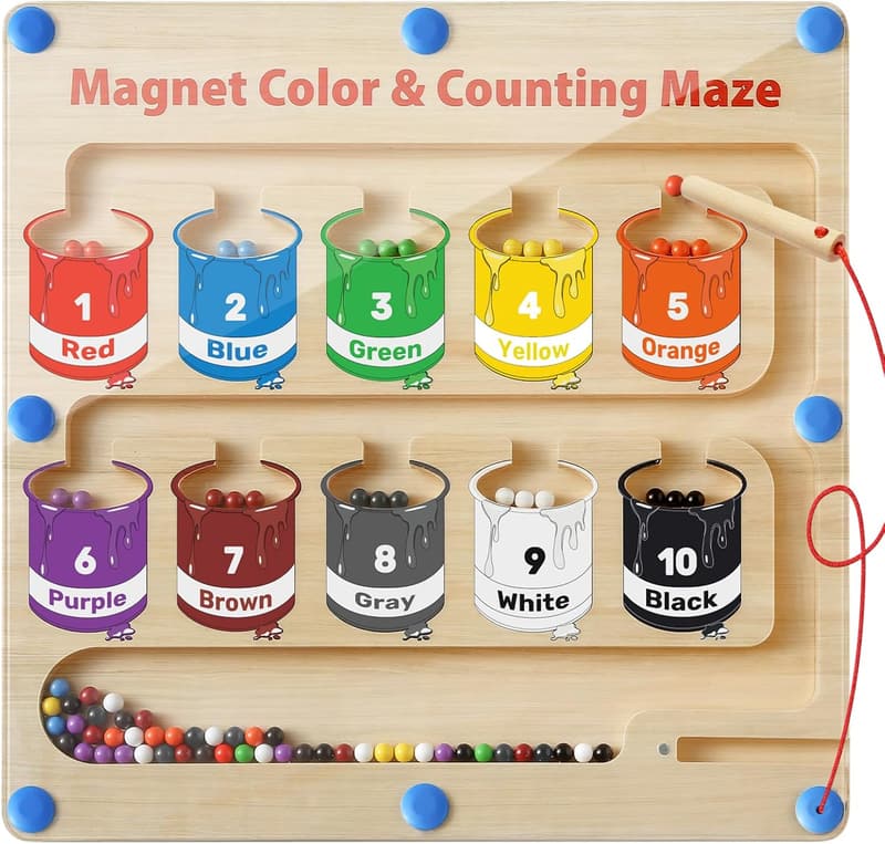 Montessori Magnetic Color & Number Maze for Toddlers 3+