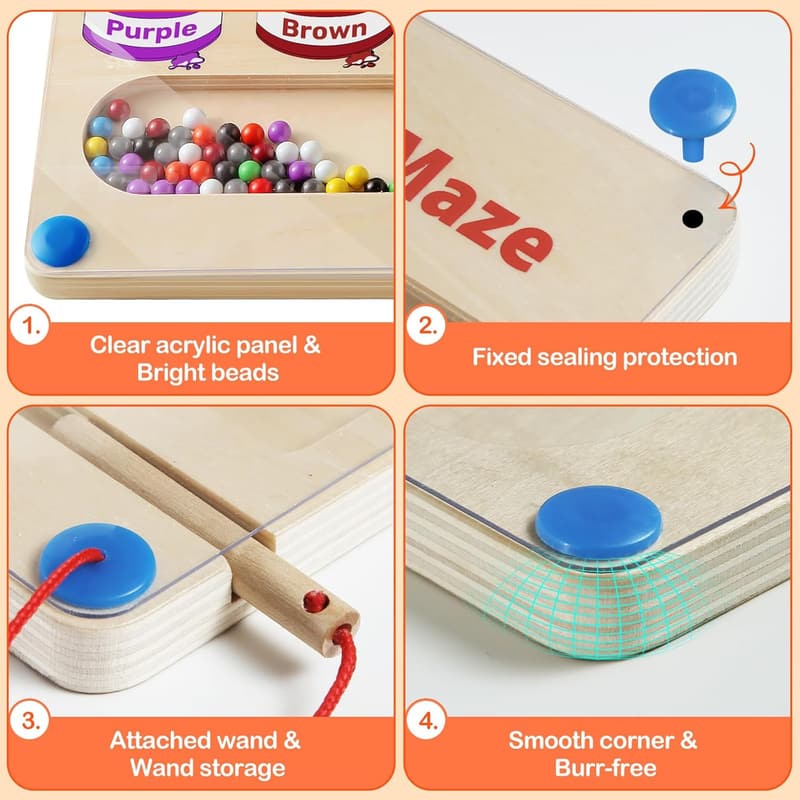 Montessori Magnetic Color & Number Maze for Toddlers 3+