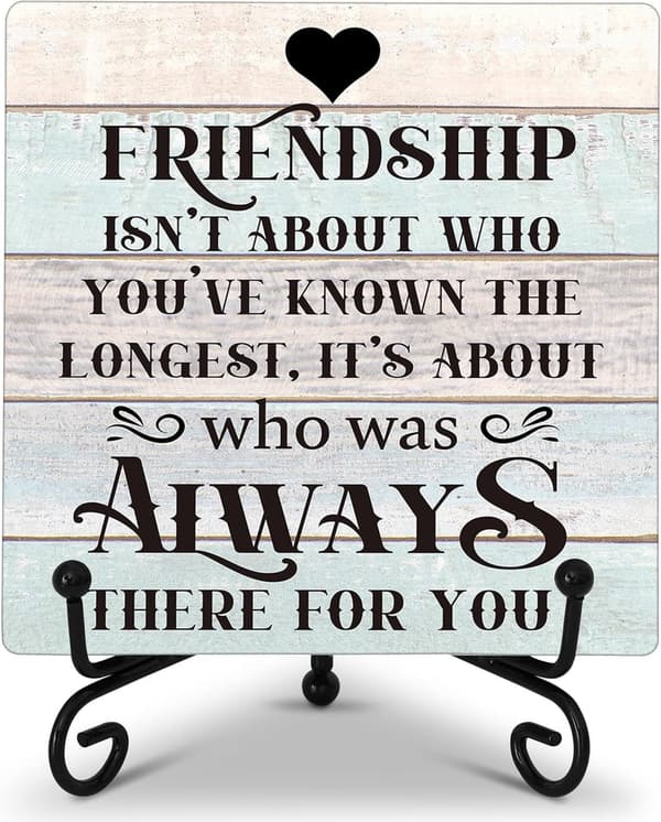 Friendship Quote Desk Sign with Iron Stand - Ideal Gift for Friends