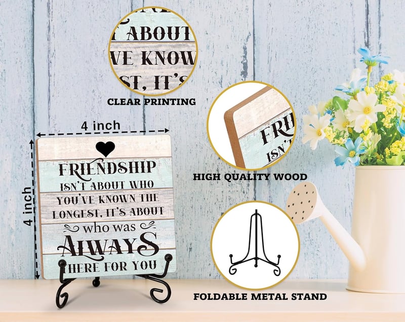 Friendship Quote Desk Sign with Iron Stand - Ideal Gift for Friends