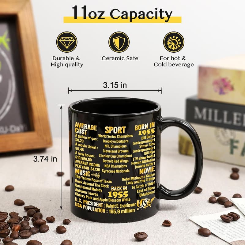 70th Birthday Coffee Mug Gift for Men - Vintage Design