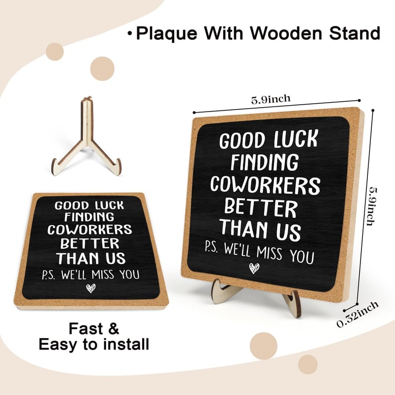 Farewell Gift for Coworkers - Wooden Plaque Sign, 5.9