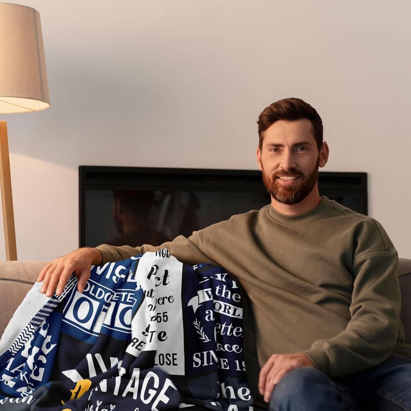 70th Birthday Throw Blanket Gift for Men - 50