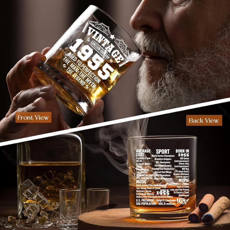 70th Birthday Whiskey Glass Set for Men