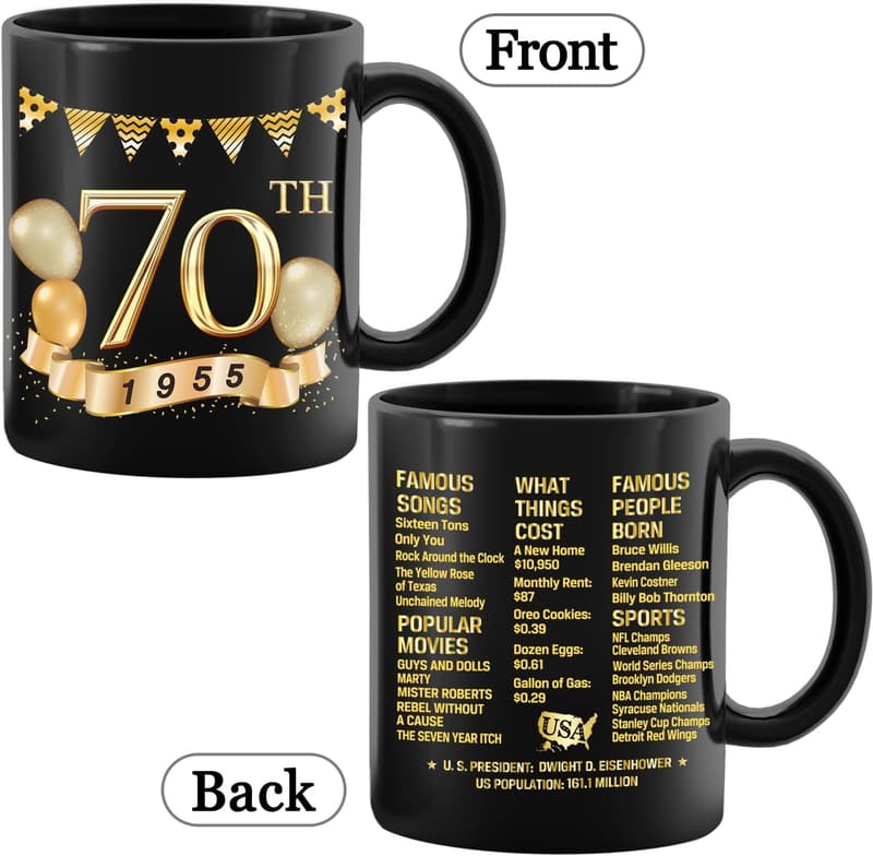 70th Birthday Coffee Mug for Men and Women