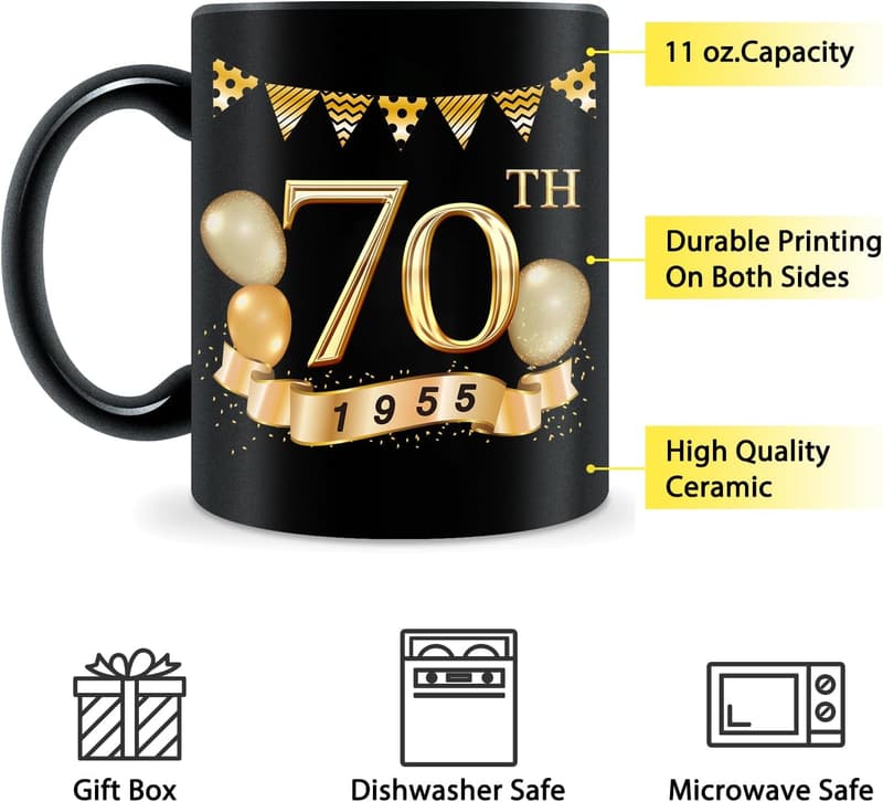 70th Birthday Coffee Mug for Men and Women