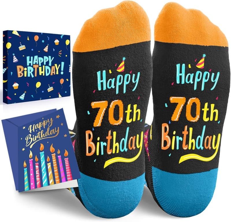 70th Birthday Socks Gift Set with Greeting Card for Him/Her