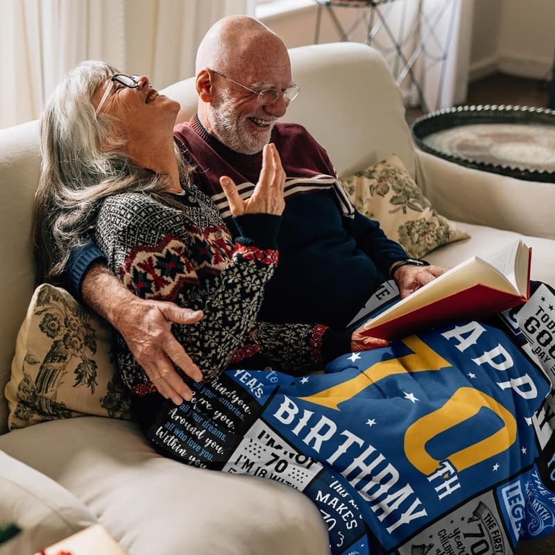 70th Birthday Blanket Gift for Men & Women, 50