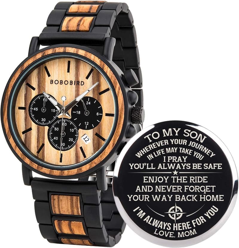 Personalized Engraved Wooden Watch for Men - Stylish Quartz Design