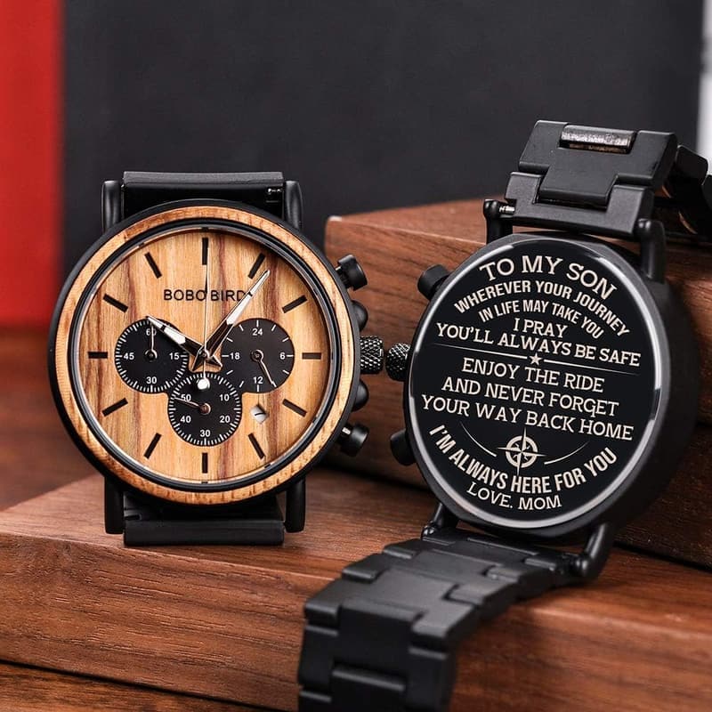 Personalized Engraved Wooden Watch for Men - Stylish Quartz Design