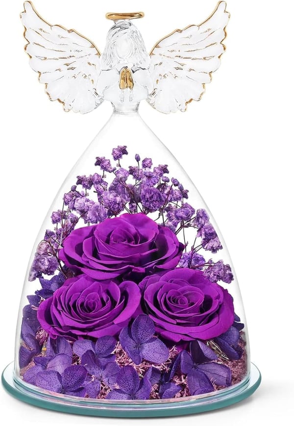 Eternal Purple Rose Glass Figurine for Mother's Day Gift
