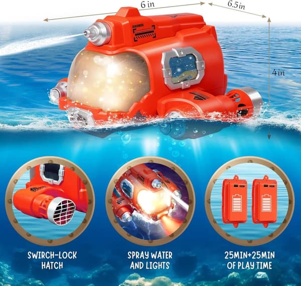 Remote Control Boat with Spray Pump & LED Lights - Red