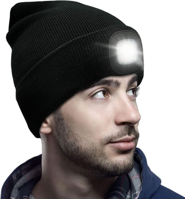 USB Rechargeable LED Beanie Hat for Dad