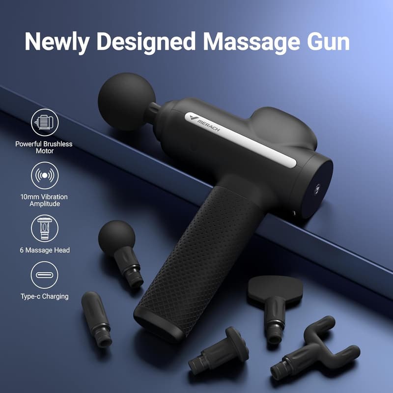 Portable Deep Tissue Massage Gun with 6 Heads for Pain Relief