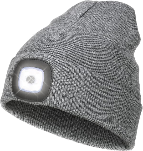 USB Rechargeable LED Beanie Hat for Men and Dads
