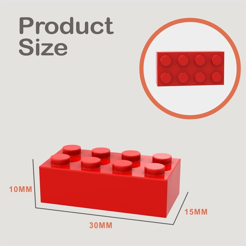 Classic Building Bricks Set - 100 Bright Red 2x4 Blocks, Ages 6+