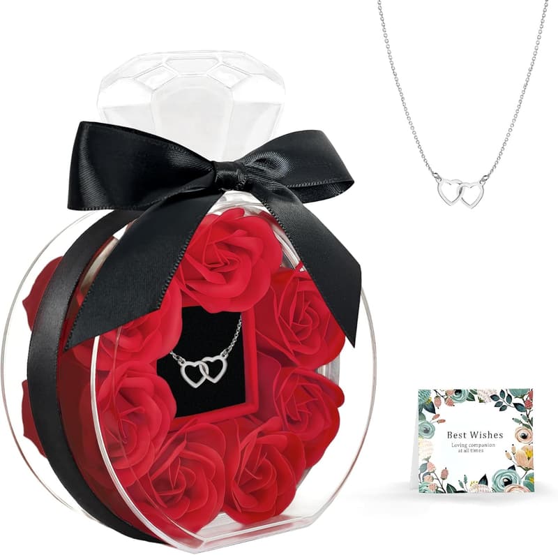 Personalized Preserved Rose Heart Necklace for Girlfriend