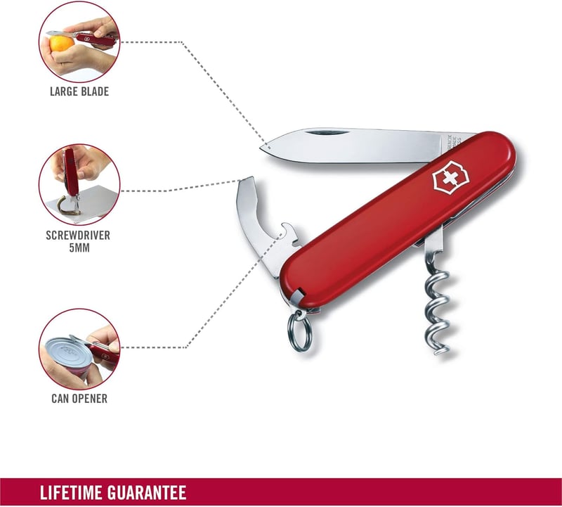 Victorinox Swiss Army Waiter Pocket Knife - 9 Functions, Red