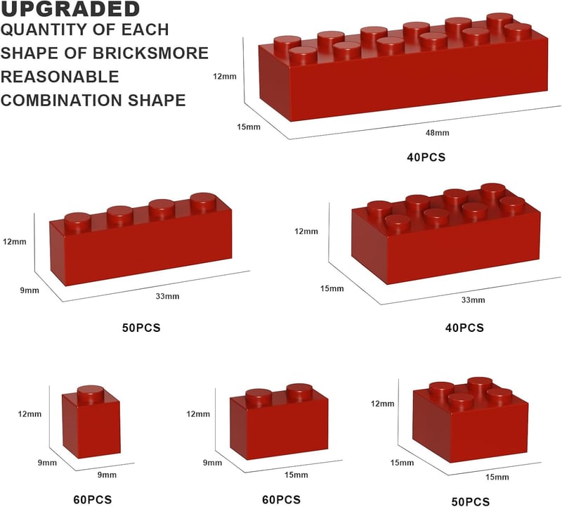 Creative Building Bricks Set - 300 Classic Red Blocks for Kids