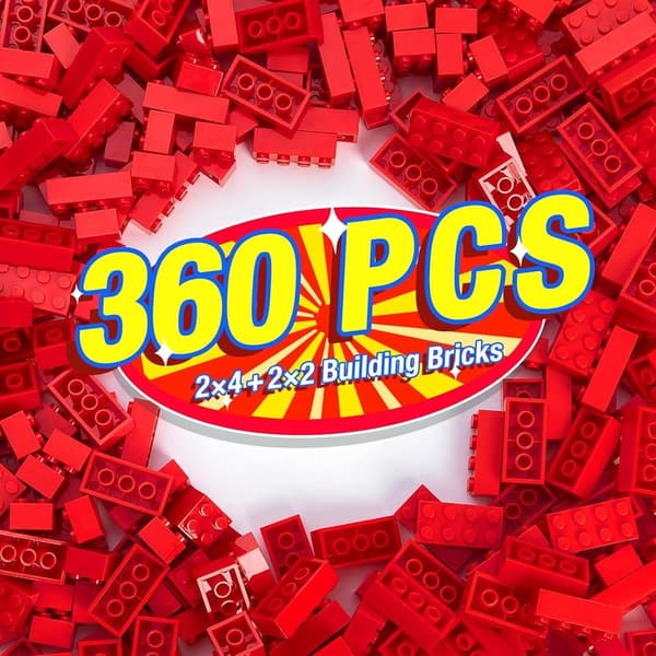 Classic Red Building Brick Set - 360 Pieces (2x4 & 2x2)