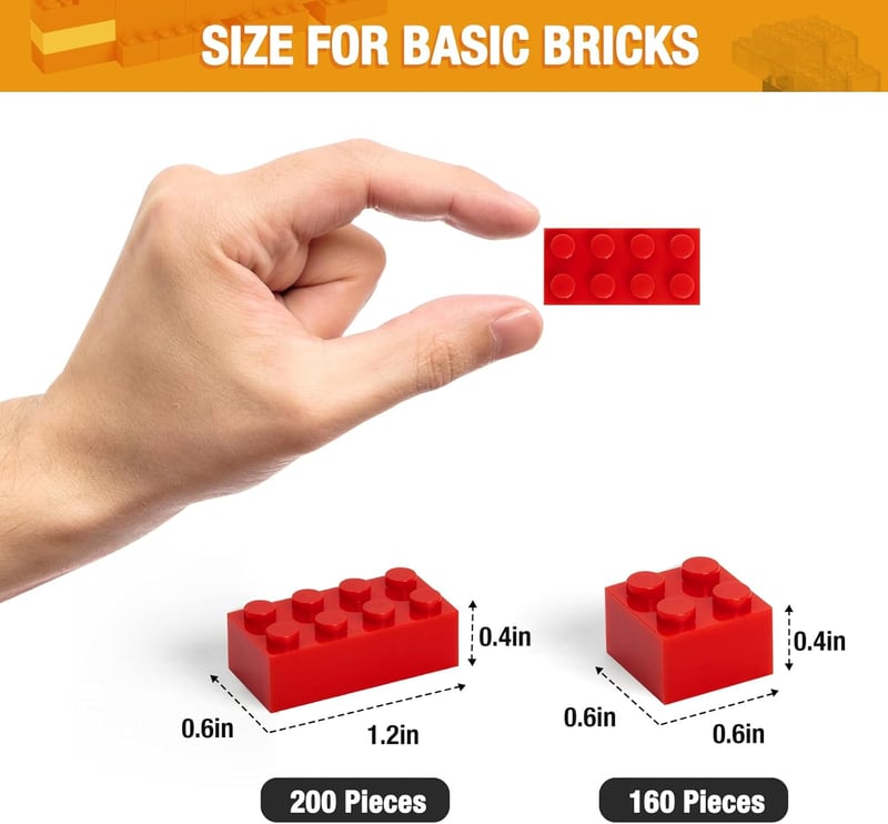 Classic Red Building Brick Set - 360 Pieces (2x4 & 2x2)