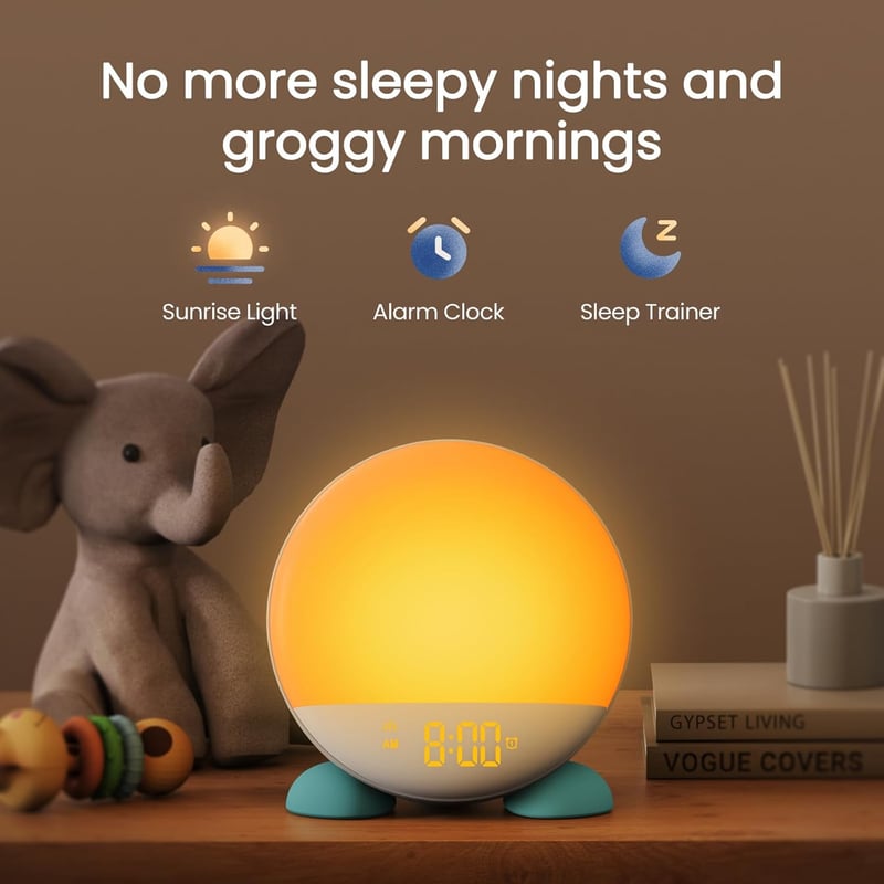 Sunrise Alarm Clock with Dual Alarms & 8 Colors for Heavy Sleepers