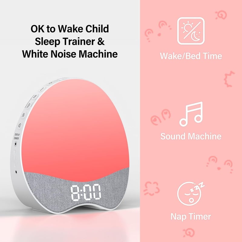 Kids' Sleep Trainer Alarm Clock with White Noise & Night Light