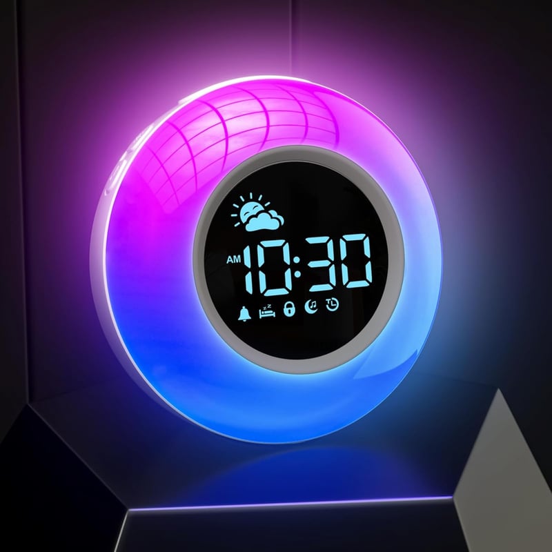 Kids Sleep Training Alarm Clock with Soothing Sounds and Night Light