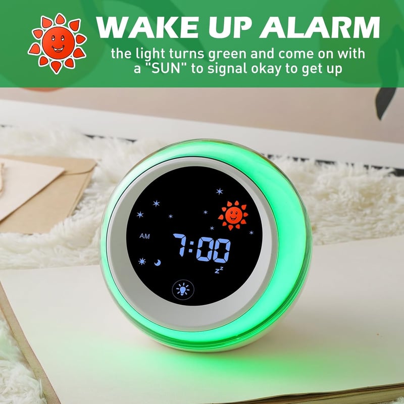 Kids Sleep Training Clock with Sounds & Night Light