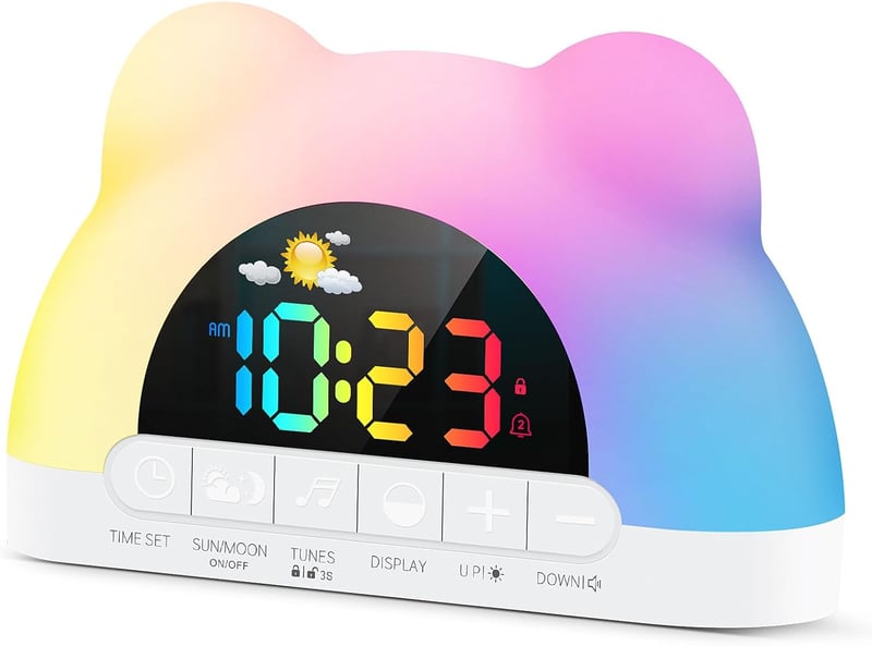Children's Sleep Trainer Alarm Clock with Night Light & Dual Alarms