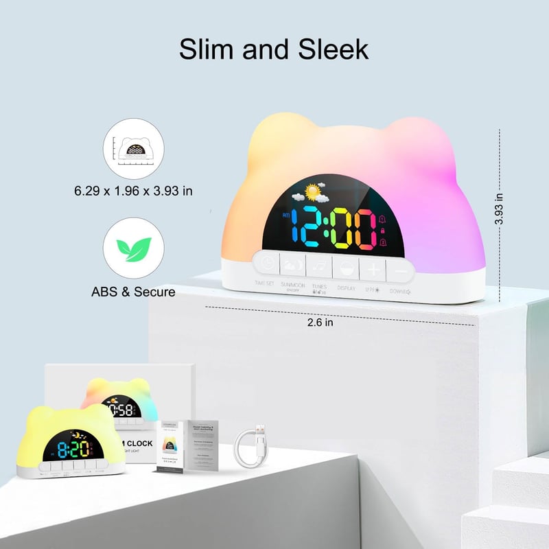 Children's Sleep Trainer Alarm Clock with Night Light & Dual Alarms
