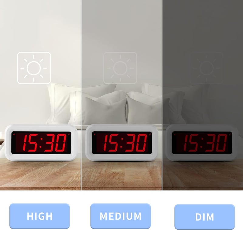 Portable Alarm Clock with 7-Min Snooze & 3 Brightness Settings