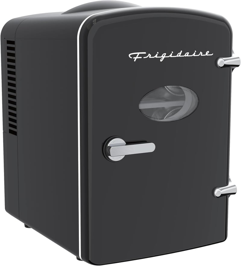 Portable Black Mini Fridge Cooler for 6 Cans