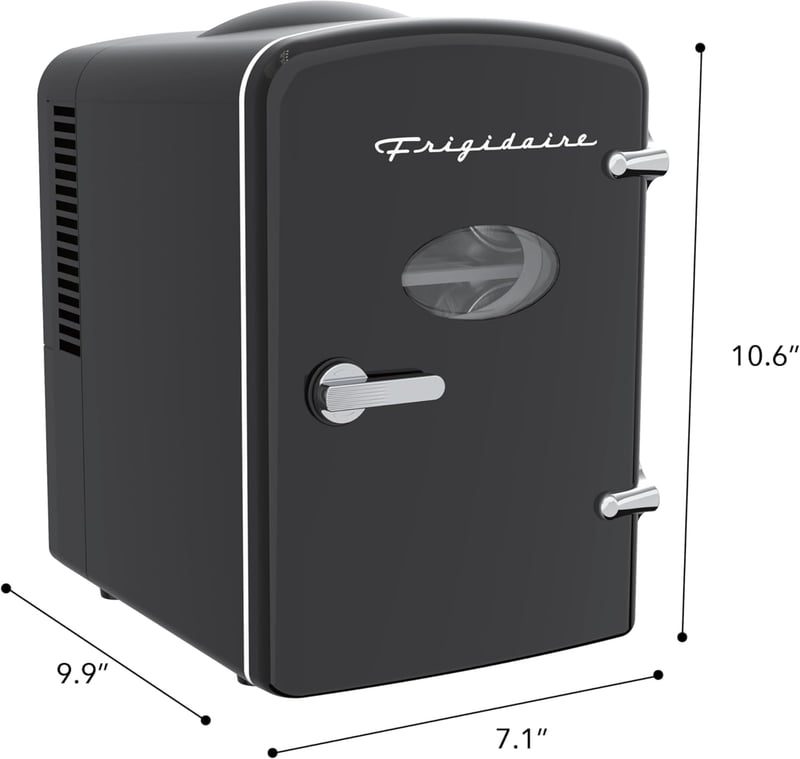 Portable Black Mini Fridge Cooler for 6 Cans