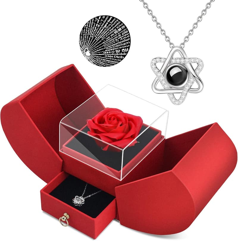 Eternal Red Rose Necklace - 
