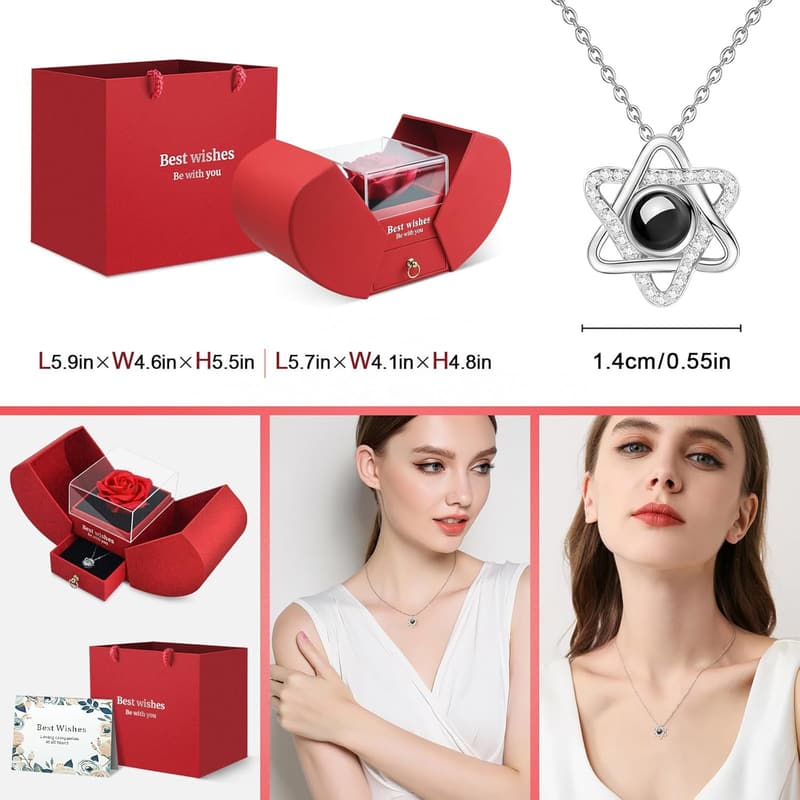 Eternal Red Rose Necklace - 