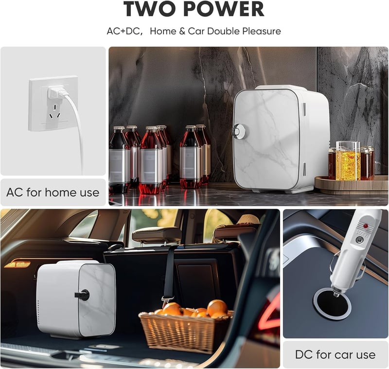 Compact 4L Mini Refrigerator for Skincare - Marble Ivory