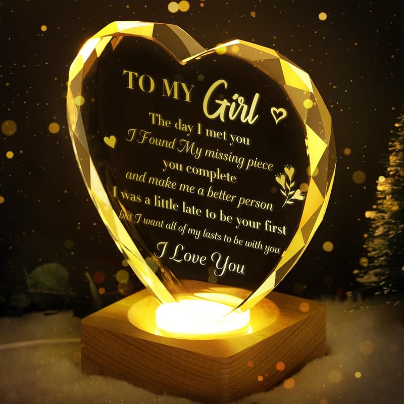 3D Illusion Lamp - Engraved Crystal Night Light for Girlfriend