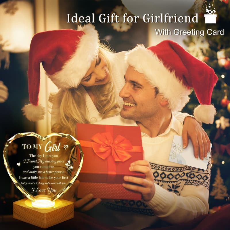 3D Illusion Lamp - Engraved Crystal Night Light for Girlfriend